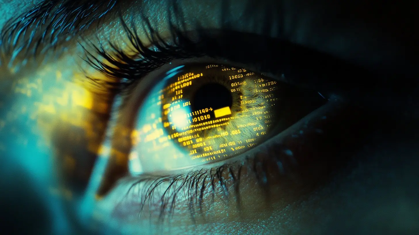 snapchat analytics reflecting off a closeup of an eye